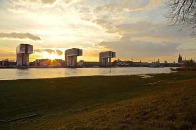 View of city at sunset