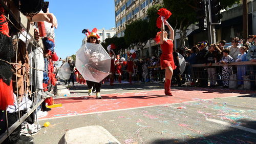 People on street in city