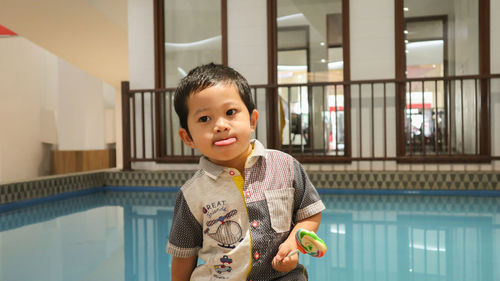 Portrait of smiling boy at home