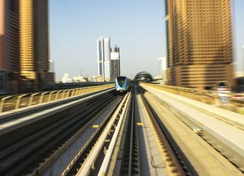 Railroad tracks in city