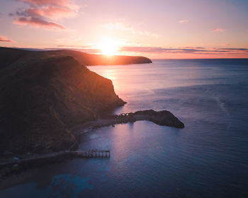 Scenic view of sea against sky during sunset