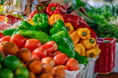 Fruits and vegetables in market stall