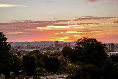 Townscape against scenic sky