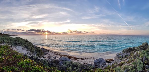 Scenic view of sea against sky during sunset