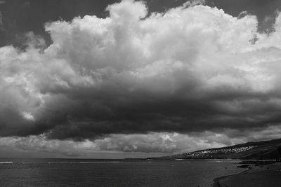 Scenic view of sea against cloudy sky