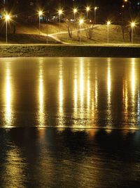 Reflection of illuminated lights on water