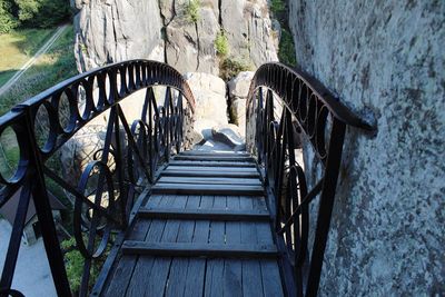 High angle view of empty footbridge