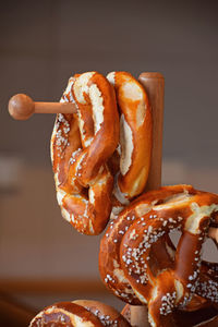 Close-up of pretzels