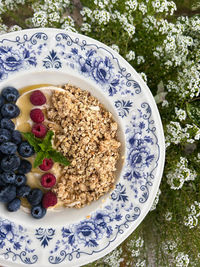 Directly above shot of food in plate on table