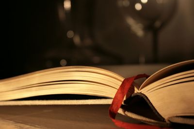 Close-up of book on table