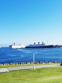 Scenic view of sea against clear sky