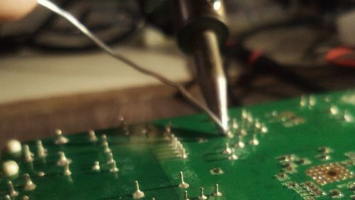 Close-up of machine on table