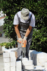 Man working in yard