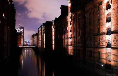 Reflection of buildings in water