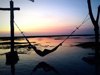 Scenic view of sea at sunset