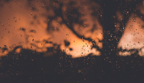 Full frame shot of wet glass window during rainy season