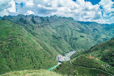 High angle view of landscape against sky