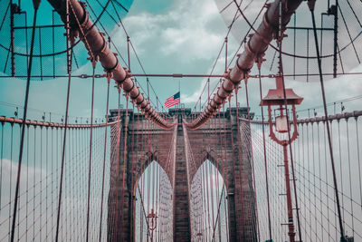 Low angle view of suspension bridge