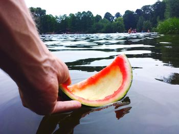 Close-up of man eating fruit