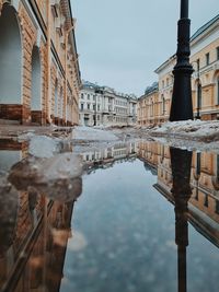 Reflection of buildings in city