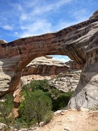 Scenic view of rock formations against sky