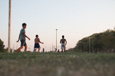 Children playing soccer