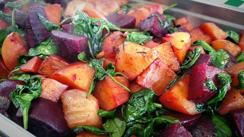 Close-up of vegetables served in plate