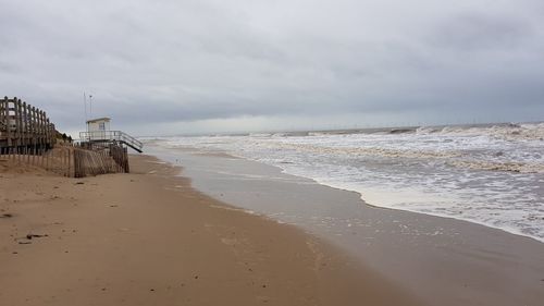 Scenic view of beach against sky