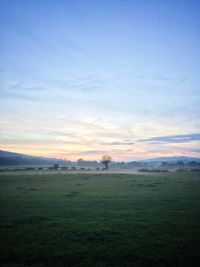 Scenic view of field against cloudy sky