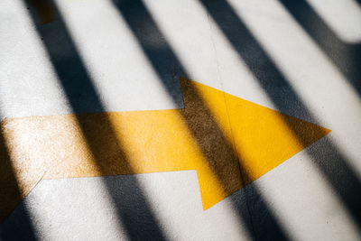 High angle view of shadow on floor