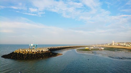 Beach with sky in background