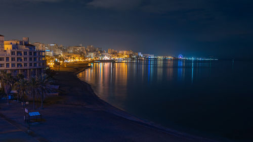 Illuminated city at night