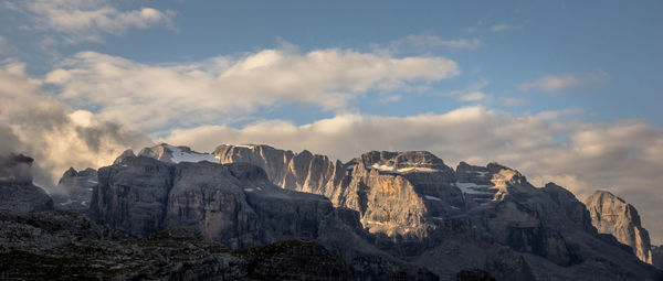 Panoramic view of rock formations against sky