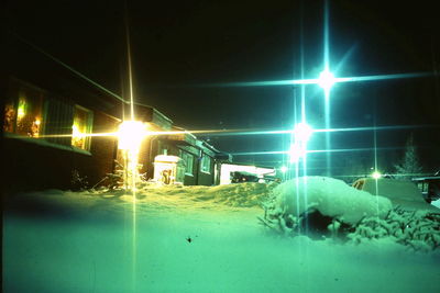 View of illuminated building