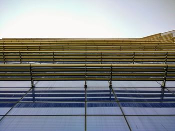 Low angle view of modern building against clear sky