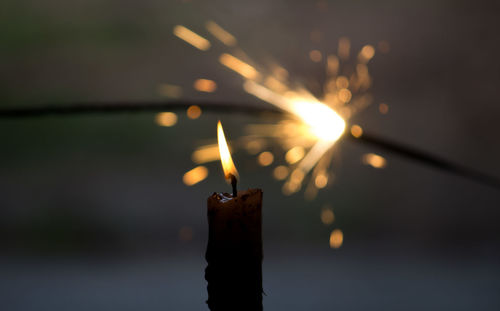 Close-up of burning candle