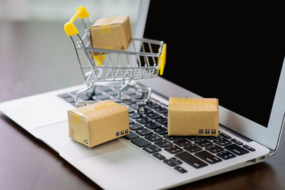 Close-up of laptop on table