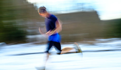 Man running in water