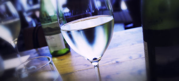 Close-up of wine glass on table