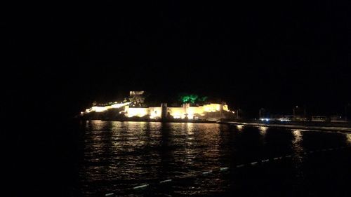 View of illuminated buildings at night