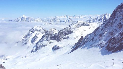 Scenic view of snow mountains against sky