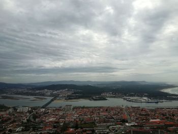 High angle view of townscape against sky