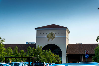 Low angle view of built structure against clear sky