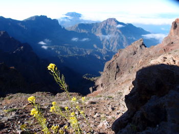 Scenic view of mountains against sky