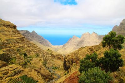 Scenic view of mountains against sky