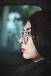 Close-up portrait of a young woman