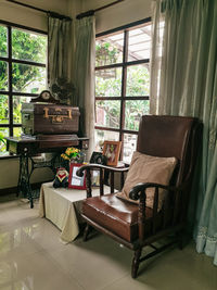 Empty chairs and table at home