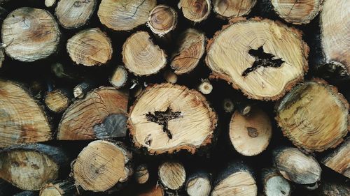 Full frame shot of wooden logs