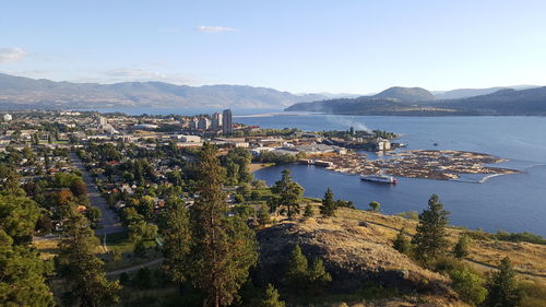 Townscape with mountain range in background