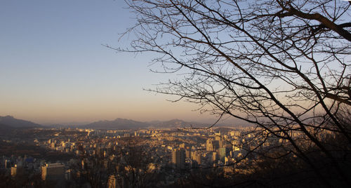 Seoul, south korea sunset city scape with blue clear sky